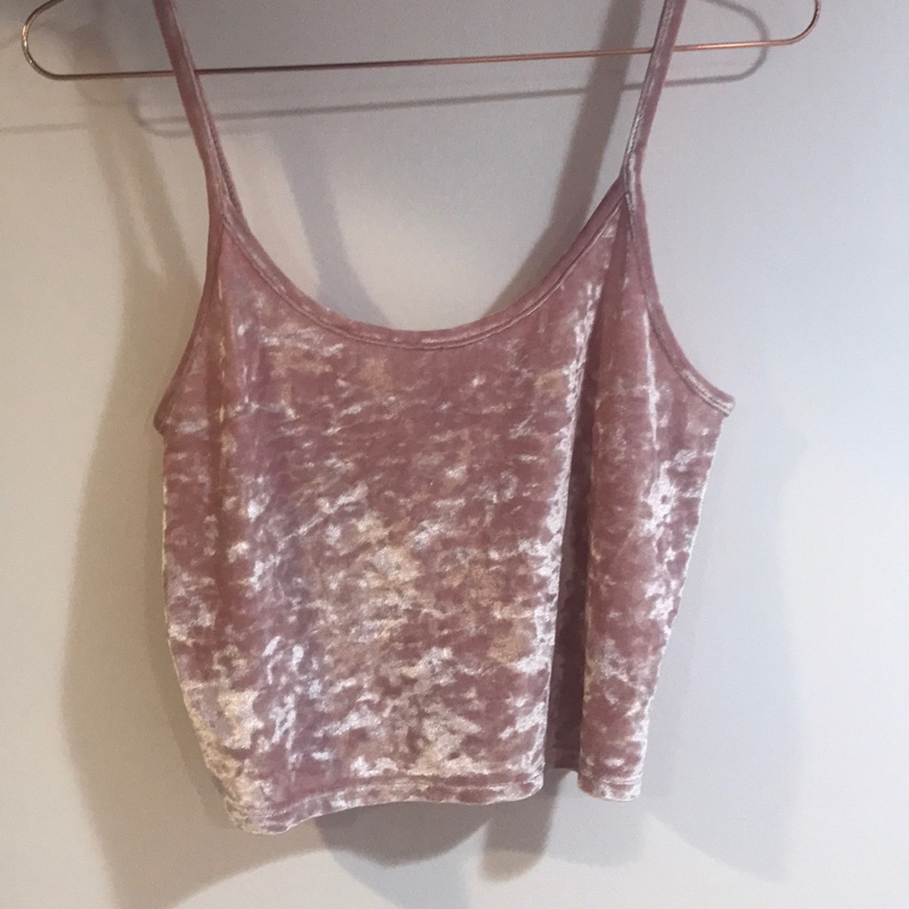 Pink velvet crop top